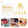 Dinnerware Sets 4 Pcs Metal Cake Fork Three Tine Dessert Forks Stainless Steel Prong Toothpicks