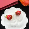 Luxury Retro Red Pearl Earrings Designer Gold Plated Square Earrings Charm Stud Party Gift With Box