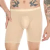 Sous-vêtements Hommes Sous-vêtements Boxers Shorts Mince Transparent Glace Soie Culotte Mâle Sexy U Poche Convexe Longue Jambe Cueca Calzoncillos