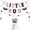 Party Decoration Pink Happy Birthday Little Boo Banner för Halloween Girl Baby Shower The Spooky One 1st Decorations