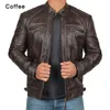 Plus Size Jacket S-5XL Men's Autumn Winter Leather Jacket Casual Stand Collar Motorcycle Biker Coat Zip Up Outwear 240126