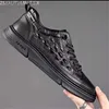 Roller Shoes 2023 New Mens Genuine Leather Casual Shoes Crocodile Print Spring Autumn Trend Sneakers Cool Leisure Flat Shoes Loafers Black Q240201