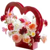 Heart Shape Portable Hand Held Flower Box Bag Paper Packaging Box For Wedding Party Decor Florist Handy Flower Gift Case1219B