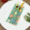 Serviette de table 12 pièces serviettes en papier de Noël avec poche à couverts intégrée pré-pliée jetable comme des serviettes de table au toucher lin pour Noël