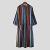 Ethnic Clothing 2024 Men's Muslim Abayas Cotton Line Nightgowns Bathrobe Robe Kaftan Holiday Beach Man Arabic Dress