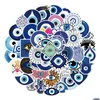 Car Stickers 50Pcs/Lot Lucky Devils Eye Blue Eyes Sticker Evil For Diy Lage Laptop Skateboard Bicycle Decals Wholesale Drop Delivery Dh9Cy