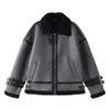 남성 겨울 모피 통합 플러시 플러시 두꺼운 재킷 따뜻함 검은 사슴 코트 PDX6을위한 안감