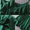 Summer Female Pyjamas Set Green Ruffle Chemise Sleepwear Sexy Strap Top Shorts Intime Lingerie Loose Silk Satin Home Wear 240126