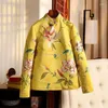 Ethnic Clothing 2024 Winter Fashion Embroidery Women Cheongsam Jacket Clip Cotton Thicked Chinese Tang Suit Cotton-padded W73