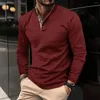 Polo da uomo Moda Polo a maniche lunghe Colletto alla coreana T-shirt colorata Business Antirughe Strada Casual Top traspirante