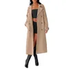 Mulheres Trench Coats Gloomia Longo Inverno Para Mulheres Dupla Breasted Pea Coat Lapela Trabalho Escritório Sobretudo Trenchcoats Com Bolso