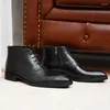 Bottes Vintage italien homme robe de luxe en cuir véritable hiver concepteur à la main confortable cheville affaires chaussures sociales mâle