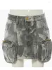Skirts DEAT Fashion Three-dimensional Zipper Pocket Skirt Camouflage Low Waist Mini Denim With Belt Summer 2024 17A3602H