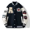 Hommes Varsity Baseball Bomber Veste Hip Hop Harajuku Os Lettre Patchwork Vestes En Cuir Streetwear Femmes Unisexe Collège Manteaux 240126