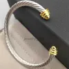Classic Dy Luxury Designer X Bangle Cable Pearl Loop Bracelet Women Fashion Cuff Twist armbanden Sieraden 14K PLATED Wedding Gifts 5mm 4 mm dik