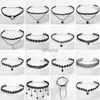 Chokers retro vintage gotisk chocker harajuku kärlek hjärt chokers goth svart sammet hjärtkristall hänge choker halsband yq240201