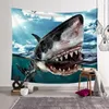 Tapeçarias Tubarão Tapeçaria de Parede 3D Impresso Tapeçaria Retangular Decoração de Casa Pendurada