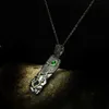 Chokers Trendy 925 Silver Emerald Choker Pendant Halsband för kvinnor Retro Svartguld Överdriven personlighetsgåva svart guldhalsband YQ240201