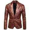 Blazer floreali dorati da uomo, abito casual da lavoro, abito da sposa, blazer dorato, cappotti, giacche 240127