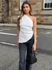 Dames Tanks Vrouwelijk Effen Strapless Asymmetrisch Korset Tops Mode Sexy Zijrits Ruches Slanke Top 2024 Zomer Dames High Street Hemdje