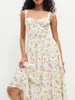 Casual Jurken Dames Elegante Lange Jurk Mouwloos Sweetheart Hals Bloemen Maxi Backless Flowy Strand Zomer Feestkleding