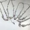 Chokers Sparkling Moonlight Stone Pendant Necklace For Women Starlight Oregelbundet Long Tassel Chain Chokers Accessories Fashion Jewelry YQ240201