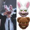 Party Supplies Halloween Bloody Rabbit Cosplay Mask för män Kvinnor Evil Bear Head Cover Masker Kostymtillbehör Huvudbonesrekvisita