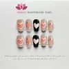 Presse Y2k faite à la main sur les ongles coeur rose conçu faux ongles réutilisables manucure artificielle portable magasin d'ongles orange pour les filles 240129