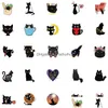 Bilklistermärken 50st/Lot Cartoon Creative Cute Black Cat Bombay Iti Sticker för DIY Lage Laptop Cykeldekaler Drop Leverans Mobiler M DHQBK