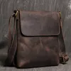 Nesitu haut de gamme Vintage marron noir véritable Crazy Horse en cuir épaule petites femmes hommes sac de messager pour ipad mini M30172 240130