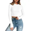 Blouses Femmes Femmes À Manches Longues Crop Tops Basic Slim Chemises Ajustées Forte Porter Des Sueurs De Corps E BuCostume Top Camisole Pour Les Femmes