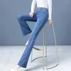 Damesjeans uitlopende flare lage taille losse comfortabele broek voor dames 2024 elastische mode denim broek