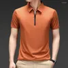 Polos pour hommes 2024 Summer Ice Silk Cool Polo T-shirt à manches courtes Grande chemise mince Business Casual