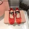 2023 nieuwe mode luxe ontwerper kleding schoenen dames roze balletschoenen dames strikschoenen Franse satijnen platte schoenen Mary Jane platte schoenen roze rood maat Eur 34-40