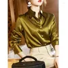 Bluzki damskie Koszula Eleganckie koszule biurowe Silk Crepe Satin Business Ladies Top Blusas Mujer Moda verano Elegantes