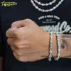 Pulseira de diamante de prata esterlina 925, preço de atacado, 3mm, estilo hip hop, vvs, moissanite, pulseira de tênis cruzada