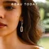 ダングルイヤリングbeautoday women 18kゴールドメッキ925シルバーピンタダアルビナ幾何学形状レディースジュエリーアクセサリー手作り93528