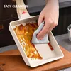 Patelnia 2pcs/Set Tamagoyaki Japońskie miskę omletową z silikonową szpatułką Patelta Jajka Prostokąt Smacz