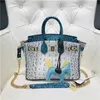 2024 Designer -Bag Cowide Platin -Frauen Handtasche Fashion Kombination Farbe Krokodilknochenmuster Cowhide Kontrast Farbe 19cs