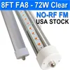 T8 T10/T12 8FT LED Tube Light, Single Pin FA8 Base, 72W 6500K Daylight White, 270 Degree V Shaped LED Fluorescent Bulb (300W Equiv.),Clear Cover, Dual-Ended Power usastock