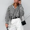 Women's Blouses Classic Black And White Striped Long-sleeved Shirt For Women In Autumn Winter