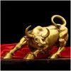 Arts And Crafts 100% Brass Bl Wall Street Cattle Scpture Copper Cow Statue Mascot Exquisite Crafts Ornament Office Decoration Business Dhhlj