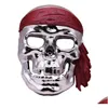 Máscaras de festa Halloween Skl Máscara Assustador Esqueleto Guerreiro Pirata Fl Protetor Facial para Cosplay Masquerade Party Costume Props Vintage Drop Dhbcn