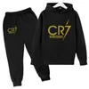 Ensembles de vêtements Garçons Printemps et automne Football Idol CR7 Vêtements 2pcs Pantalons à capuche Costumes 3-13 ans Enfants Survêtements d'extérieur Ensemble pour enfants