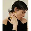 Pendientes vintage sin deslustre de oro amarillo de 14 quilates con forma de flor para mujer, joyería individual y elegante