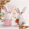 Party Favor påskfjäderhantverk gåvor Holiday Rabbit Gonk Gnomos Small Bunny Ear Gnomes Decor DF008 Drop Delivery Home Garden Festive Othpd