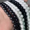 Perles Natural Black Blanc Agates perles ternes polonaises Matte onyx Agates Round Loose Perles pour les bijoux Making DIY Bracelets 15 "en gros