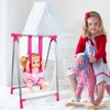 Simulation poupée poussette ensemble rose bébé semblant jouer jouets pépinière rôle maison meubles berceau chariot 240129