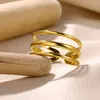 Anéis de cluster de aço inoxidável para mulheres homens cor de ouro feminino masculino jóias oco anel de abertura ajustável hippie punk presente