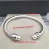 Классический Dy Luxury Designer x Bangle Cable Pearl Loop Bracelet Женщины модные манжеты из крути
